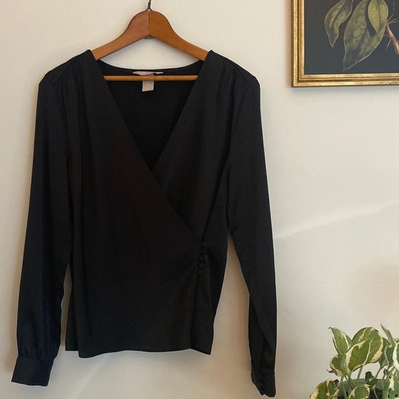 H&M V-neck Wrapover Blouse - Picture 1 of 5